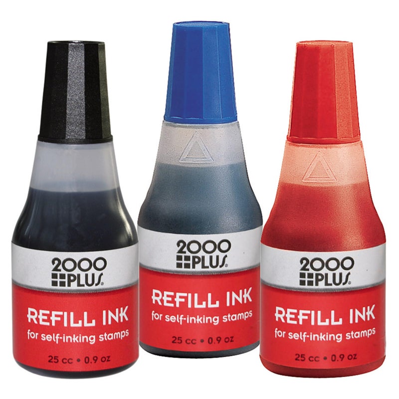 2000 Plus 2000Plus Refill Ink for Self-Inking Stamps, 25cc (0.9 oz) Squeeze Bottle, Blue - COS032961 - Image 1